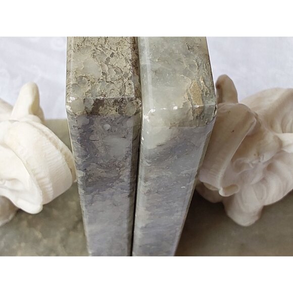 Vintage hand carved alabaster elephant book ends trunk up for good luck Italy - Picture 9 of 10